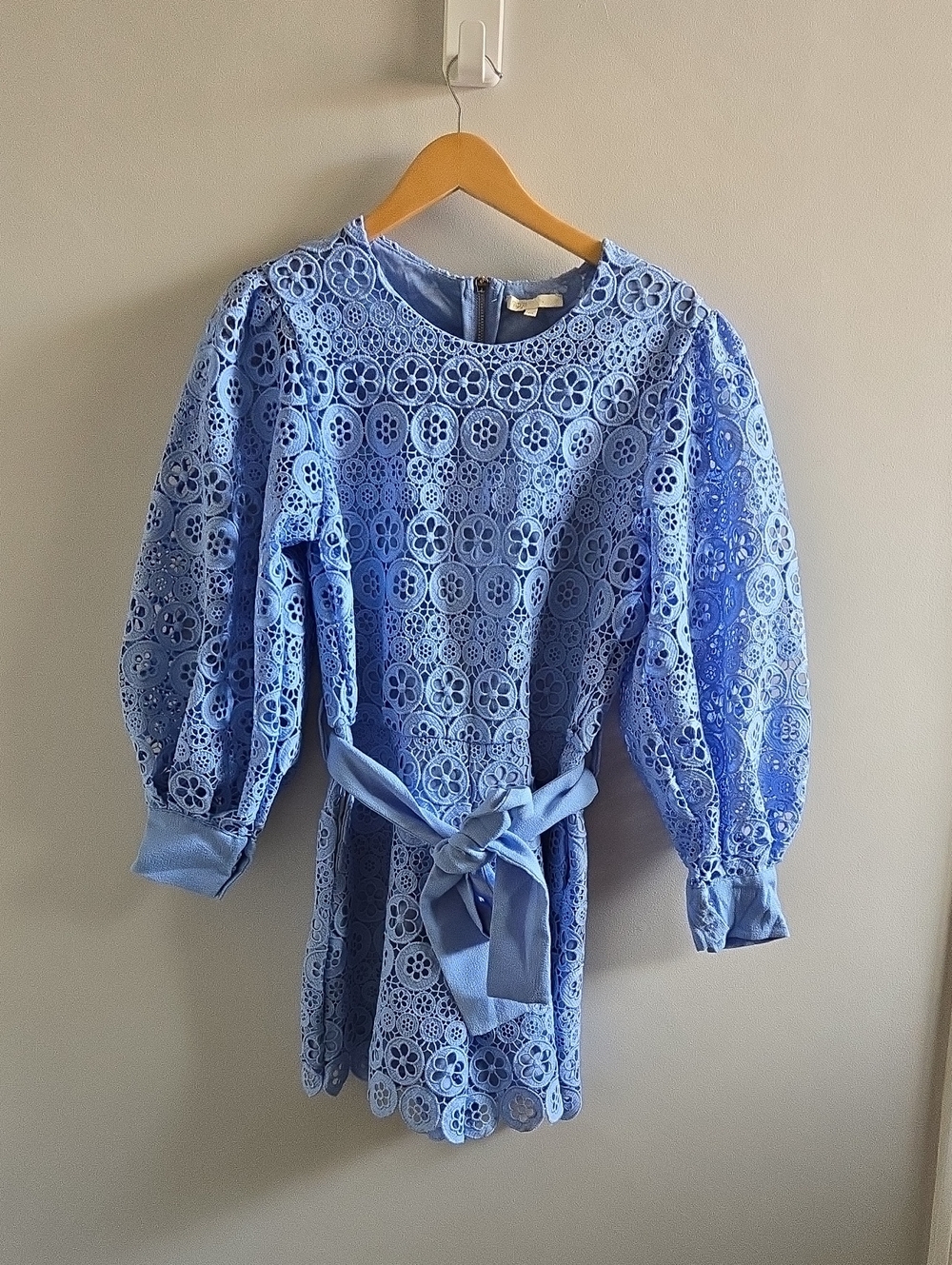 Maje Sky Blue Guipure Lace Romper Size 40